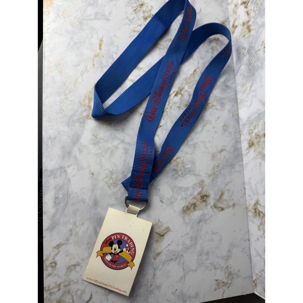 Vintage Walt Disney World Pin Trading Thick Blue Lanyards & Tag Card